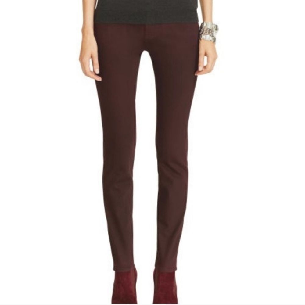 Ralph Lauren 105 Mid Rise Skinny Burgundy Jeans Size 28